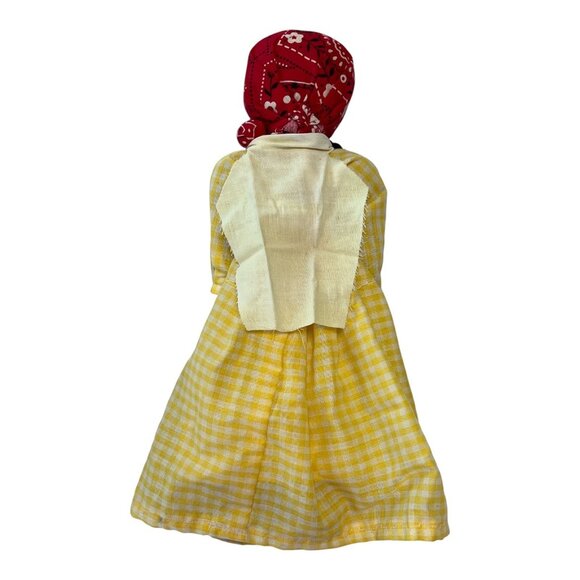 Vintage 1970s–80s Folk Art Cloth Doll with Baby – 13" Handmade Fabric Doll in Ye - Picture 3 of 5